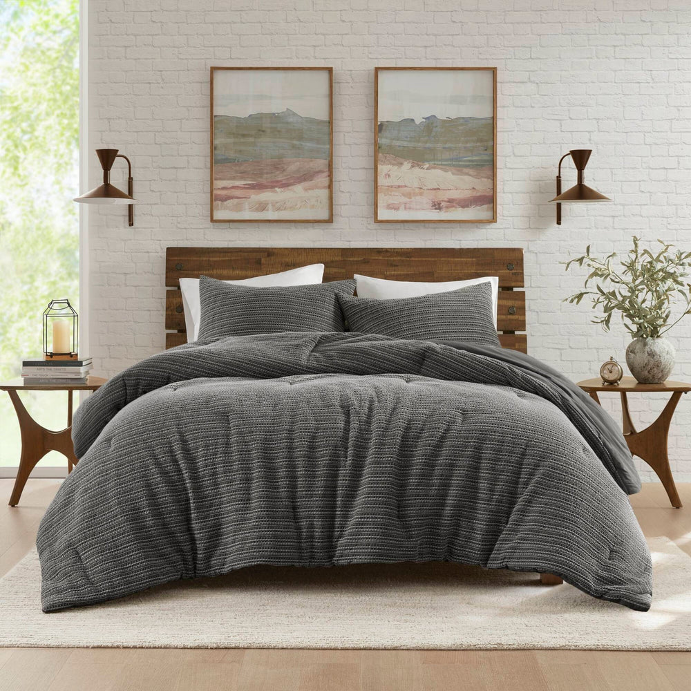 3PCS Full/Queen Waffle Washed Comforter Set Media 19