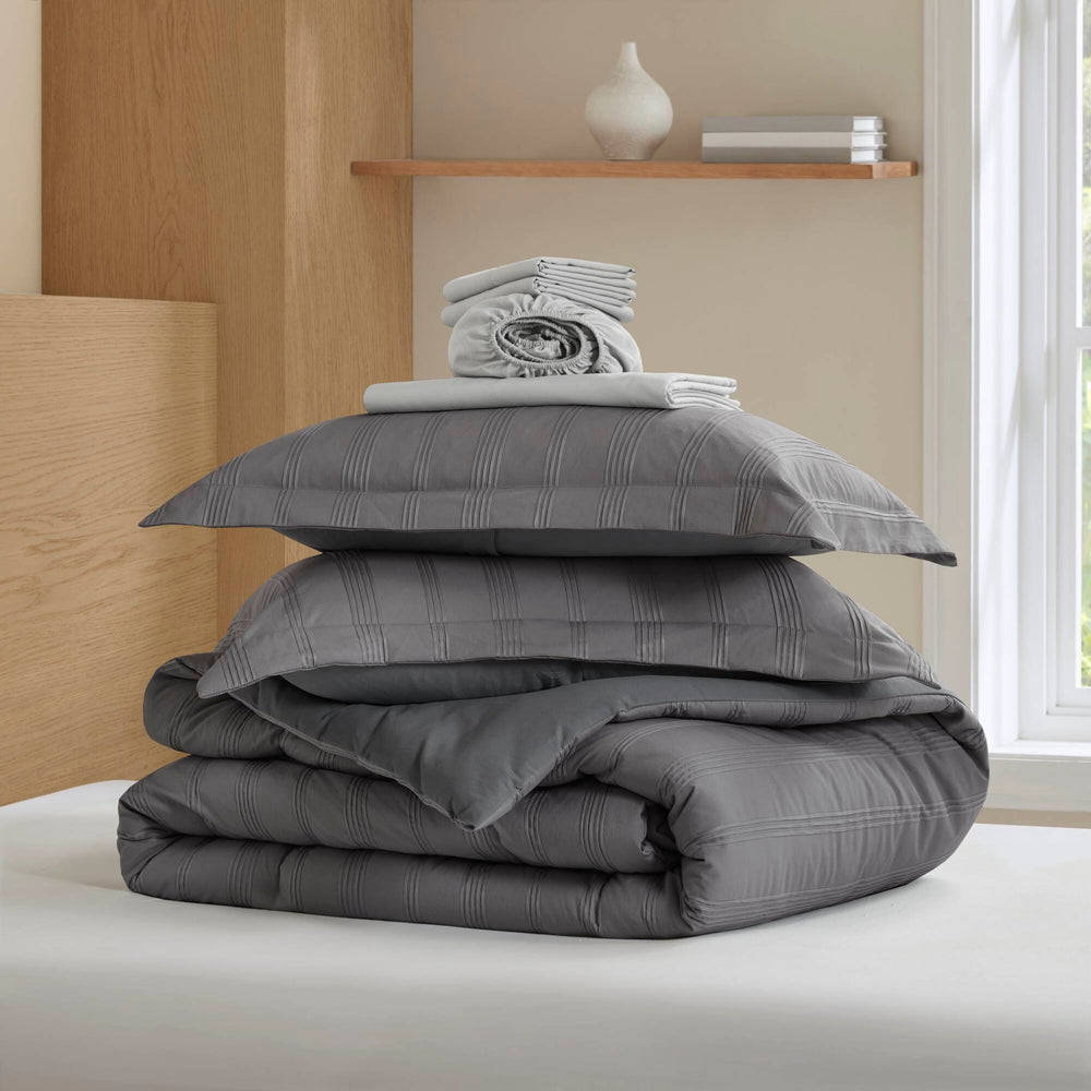 7-Piece Queen Woven Striped Comforter Set Media 12