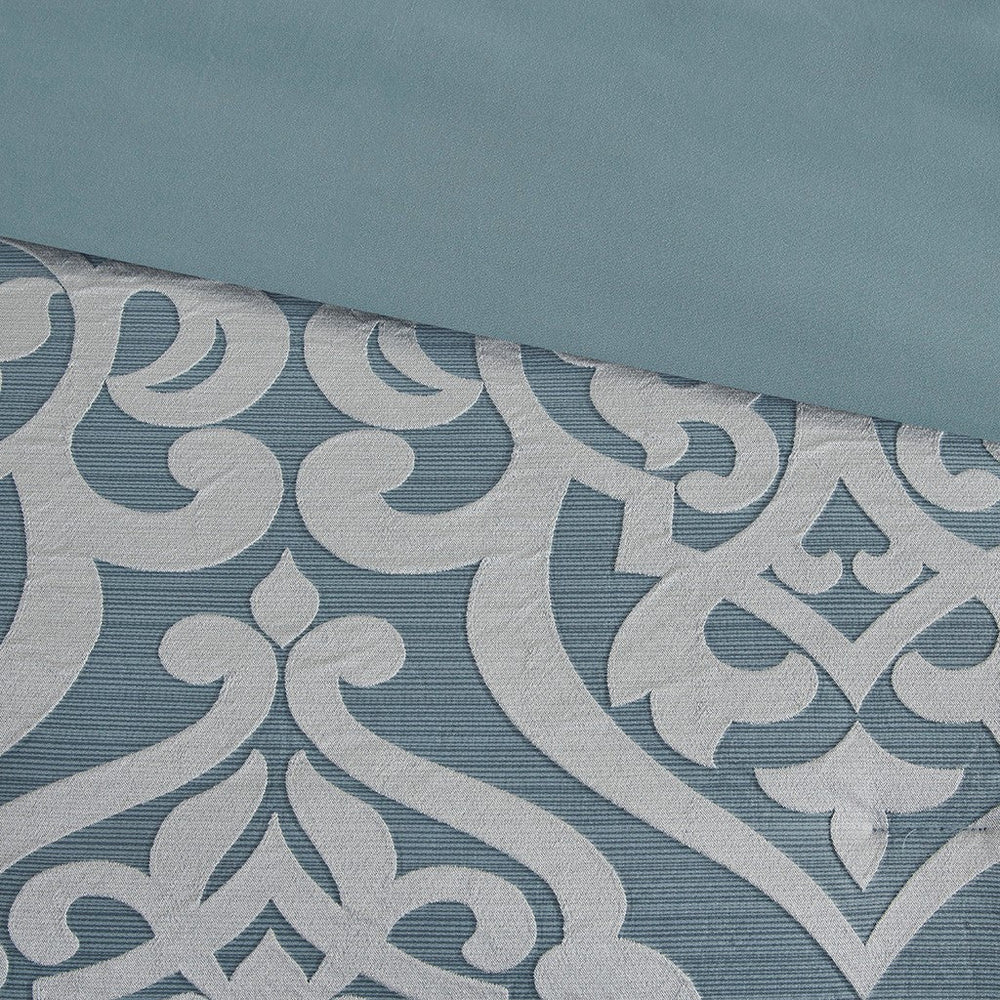 8 Piece Jacquard Comforter Set Aqua/Silver Cal King Media 8