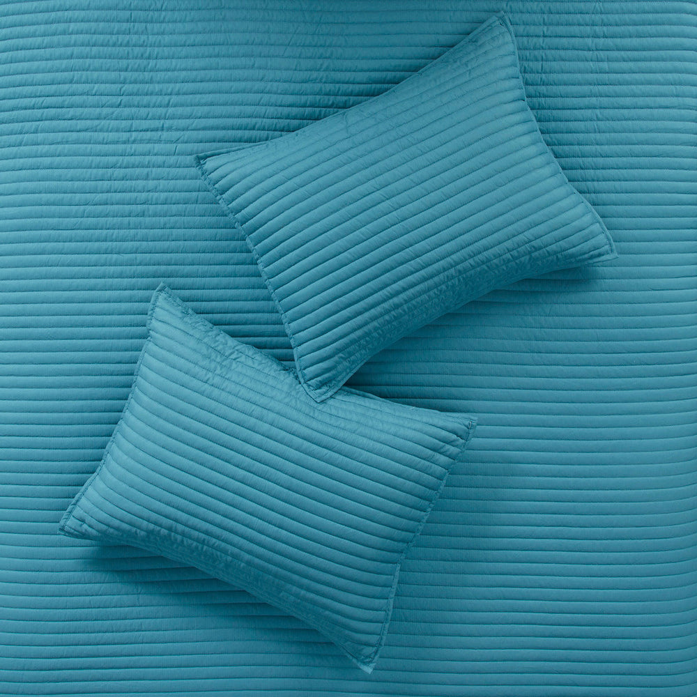 8 Piece Printed Seersucker Comforter and Quilt Set Collection Aqua Full/Queen Media 12