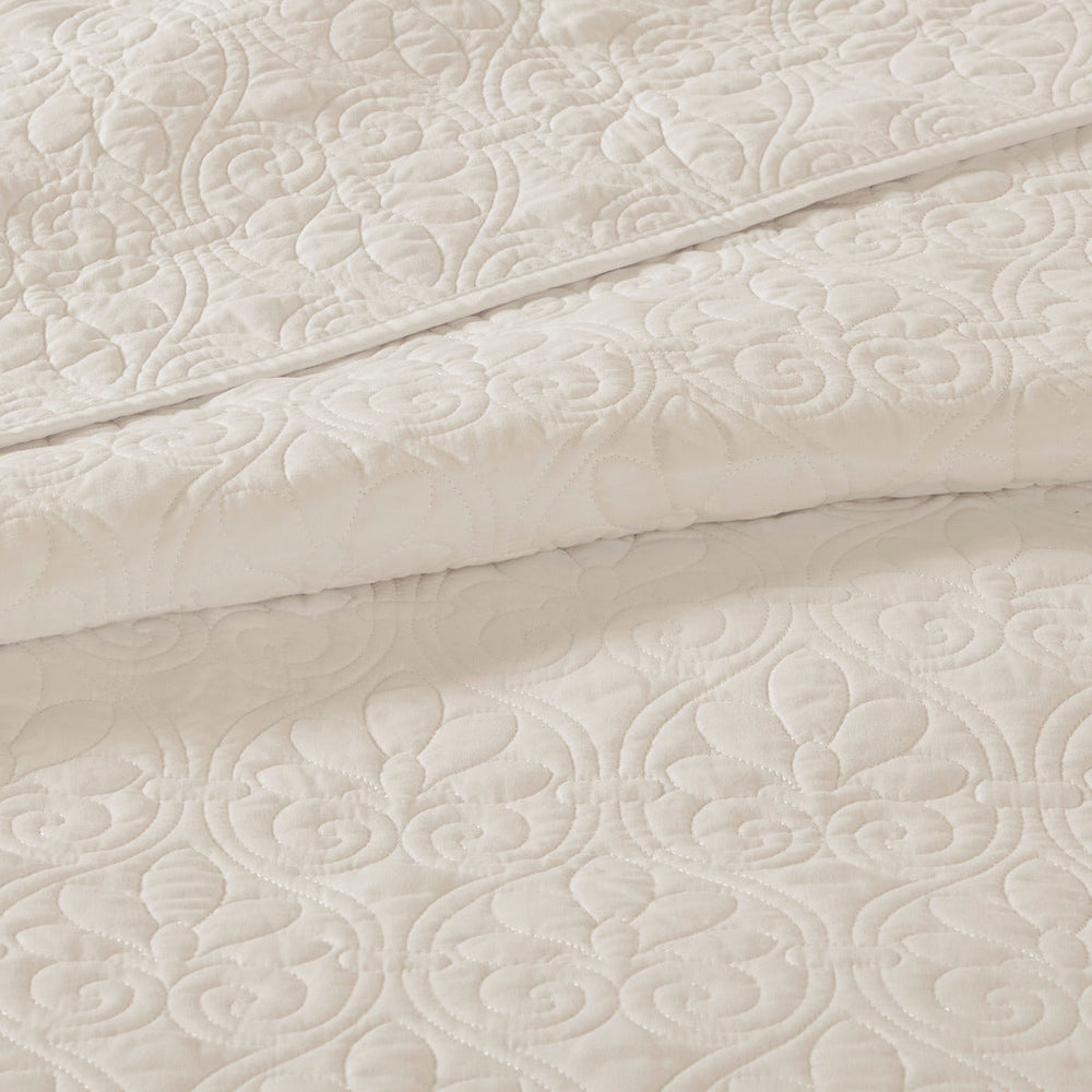 Reversible Bedspread Set Cream Queen Media 7