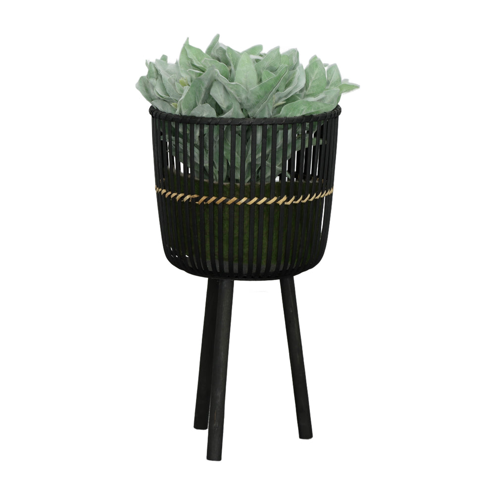 S/3 BAMBOO FOOTED PLANTERS 11/13/15', BLACK Media 3