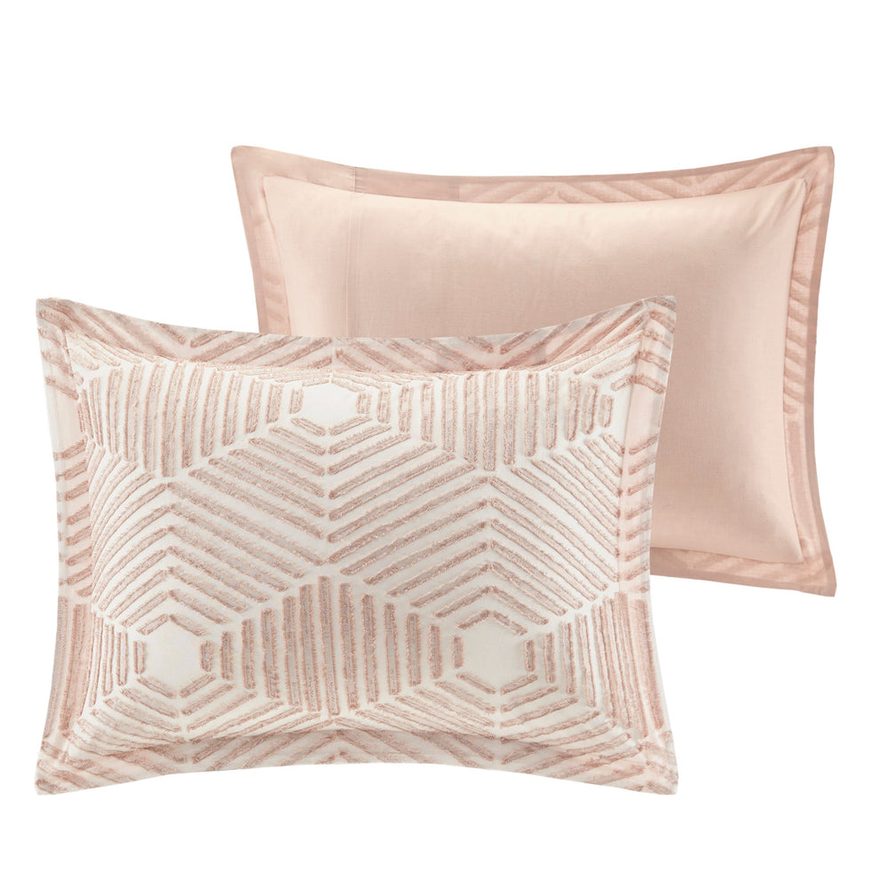 Cotton Jacquard Comforter Set Blush Full/Queen Media 11