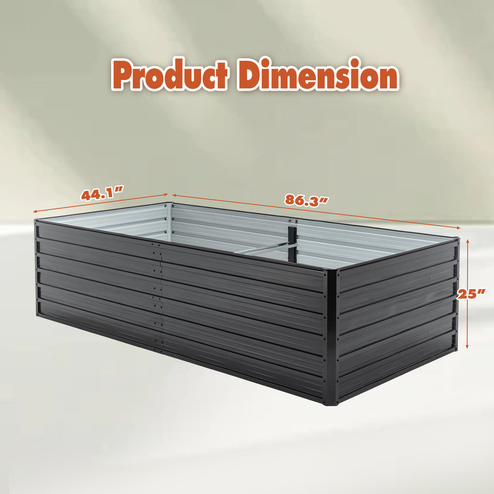 2 Pack Metal Raised Garden Bed Kit Outdoor - 8x4x2 FT Galvanized Planter Boxes Set, Rectangle Vegetable & Flower Beds for Herbs, Fruits, Planting (Black) Media 2