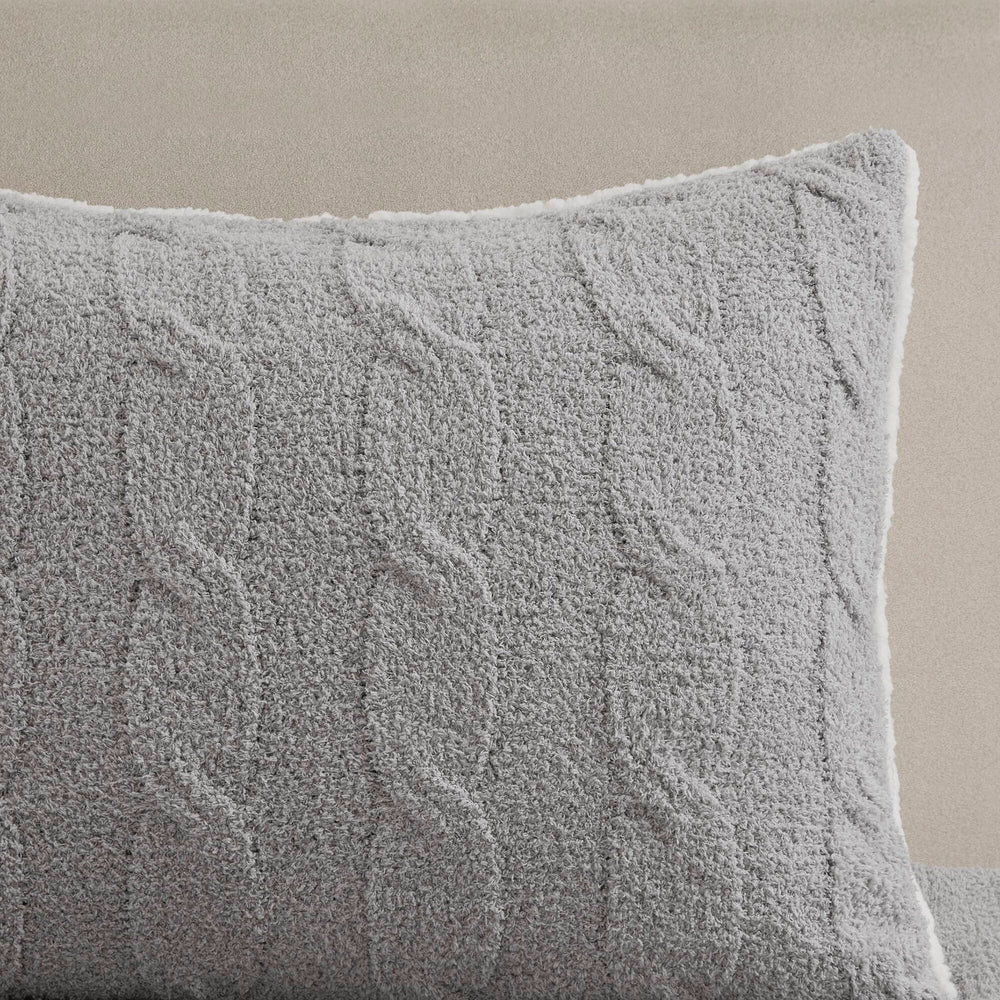 3 Pieces King/Cal King Cable Knit Chenille Comforter Set,Gray Media 12