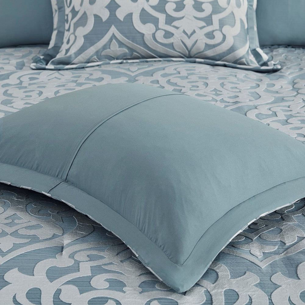 8 Piece Jacquard Comforter Set Aqua/Silver King Media 13