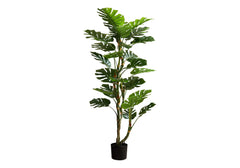 Artificial Plant, 61' Tall, Monstera Tree, Indoor, Potted, Floor, Real Touch, Green Leaves, Black Pot perspective