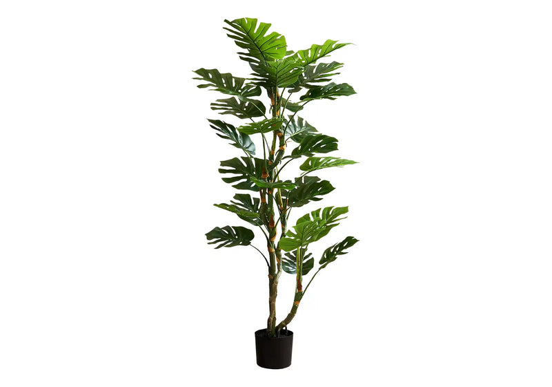 Artificial Plant, 61' Tall, Monstera Tree, Indoor, Potted, Floor, Real Touch, Green Leaves, Black Pot