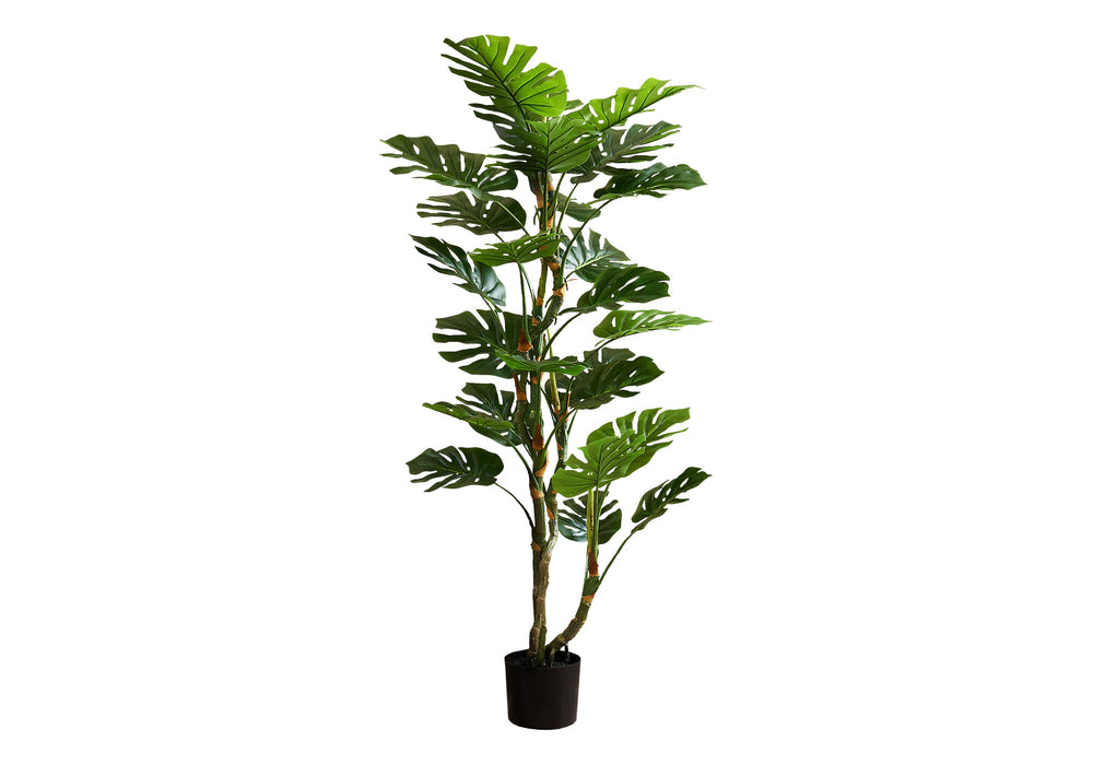 Artificial Plant, 61' Tall, Monstera Tree, Indoor, Potted, Floor, Real Touch, Green Leaves, Black Pot Media 4