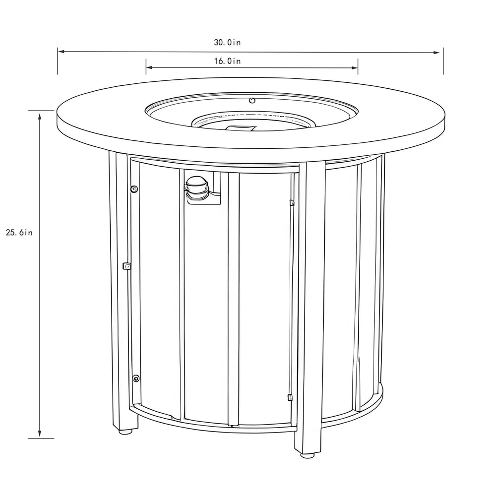 Propane Fire Pit Table Round Steel Wood Grain Ceramic Tabletop For Outdoor Patio & Backyard Entertaining Media 9