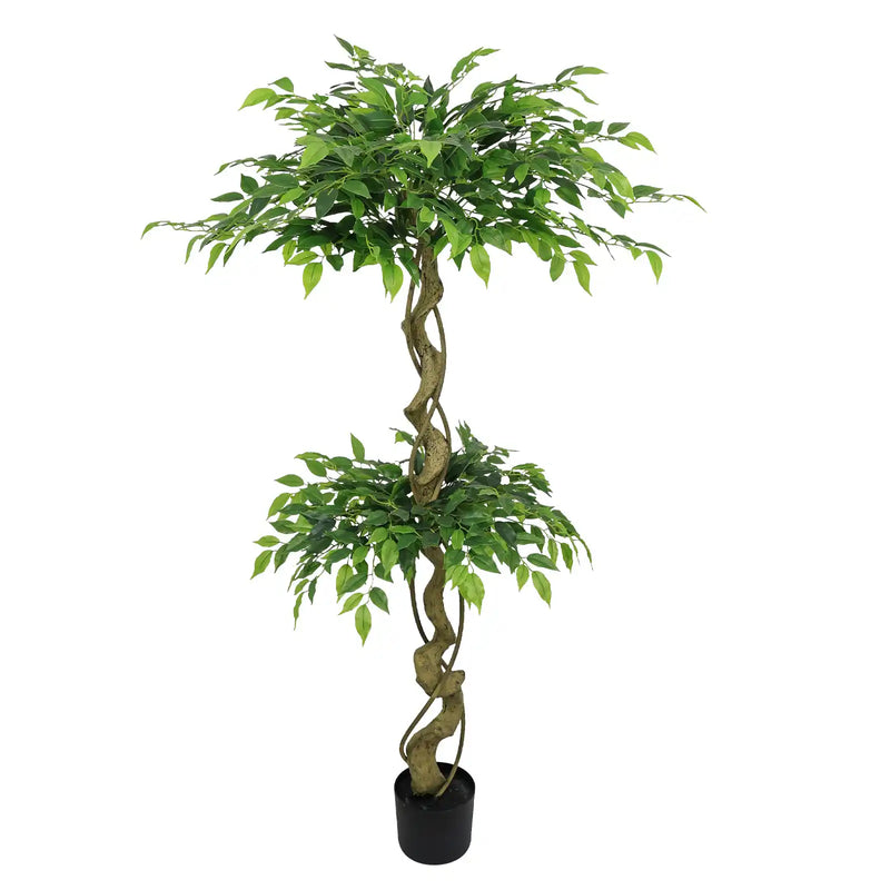 5.2FT Artificial Ficus Tree, Lifelike Faux Banyan Tree with Pot for Home, Office Patio Decor, 1pc/set