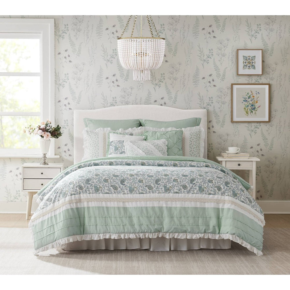 9 Piece Cotton Percale Comforter Set Aqua King Media 17