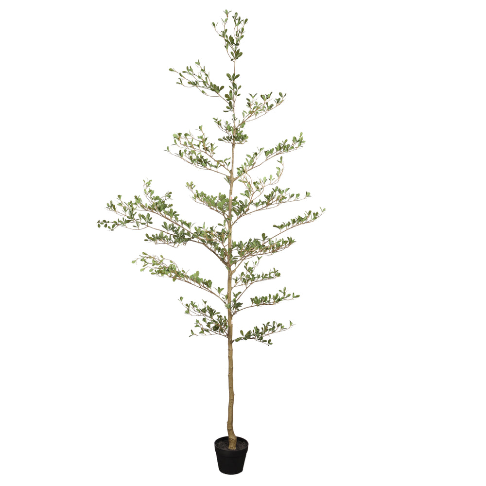 7FT Artificial Black Olive Tree with Black Plastic Pot, Realistic Tall Fake Plant for Indoor Home Living Room Corner Decoration, 1pc/set Media 1