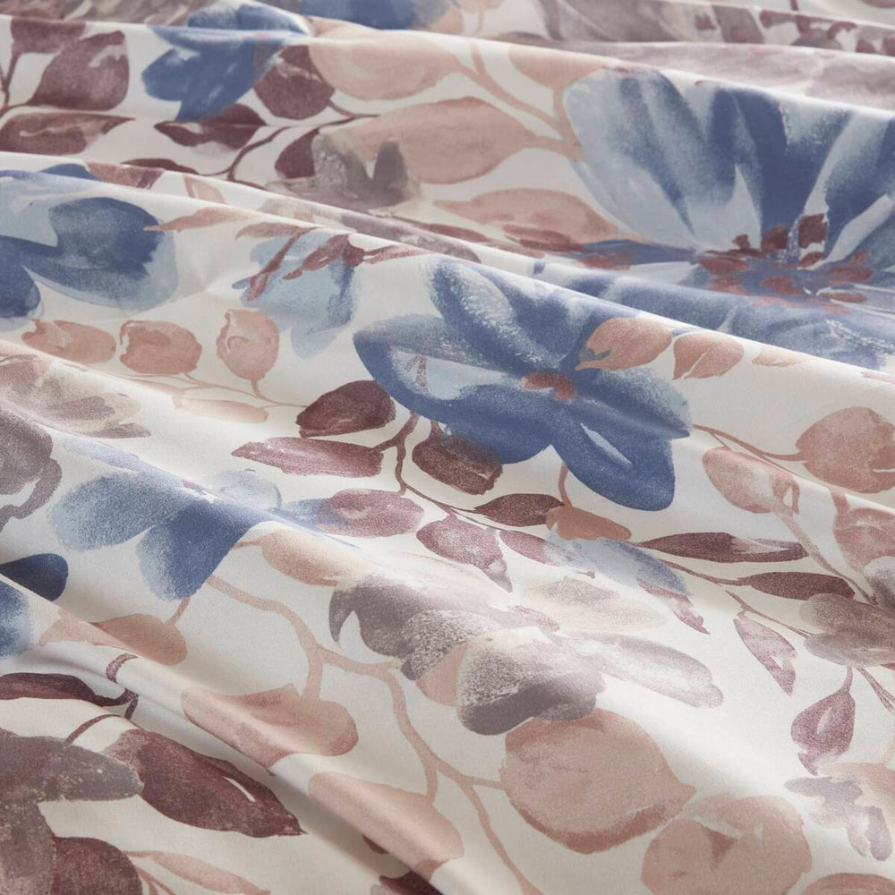 Floral Comforter Set with Bed Sheets Blue Queen Media 8
