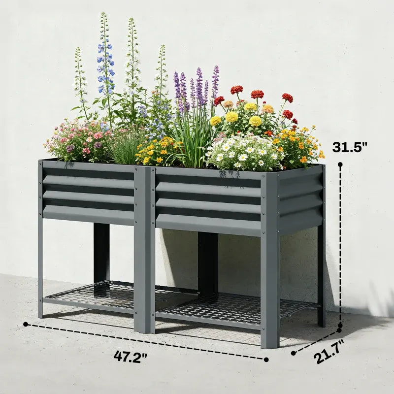 Patio Planter Box,Outdoor Elevated Planter Box,Raised Garden Bed Media 8
