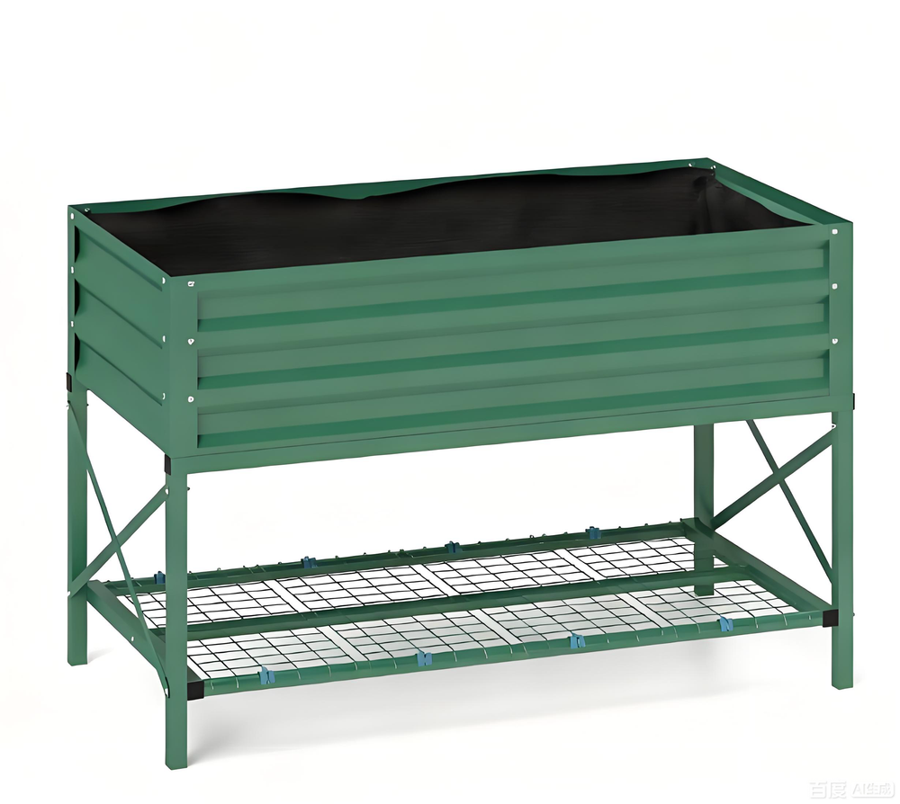 Spacious Gardening Bed,Metal Planter Box,Galvanized Raised Garden Bed,with Legs,Storage Shelf and Bed Liner Media 8