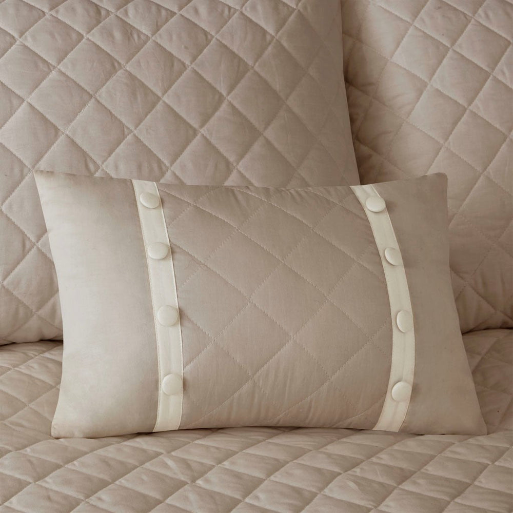 4 Piece Cotton Reversible Tailored Bedspread Set Khaki Queen Media 2