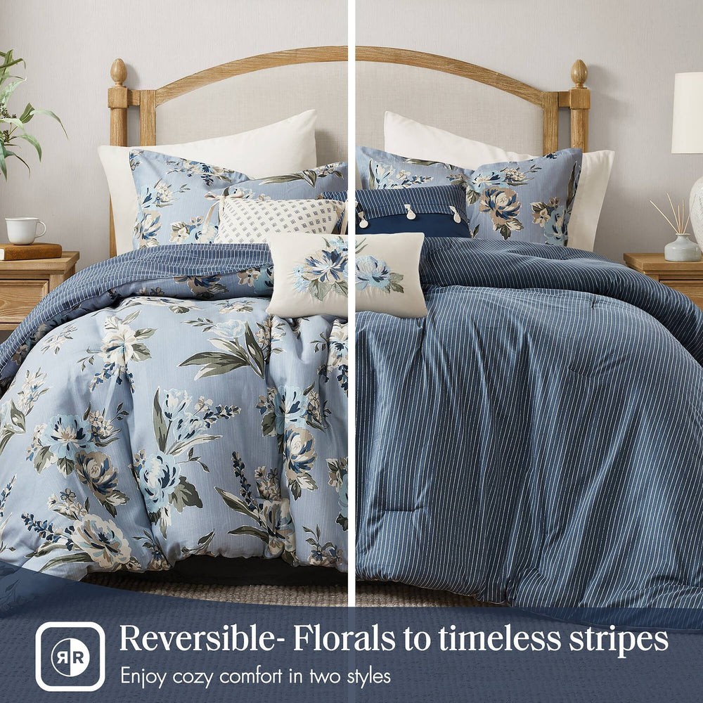7PCS Cal King Vintage Floral Comforter Set Media 8