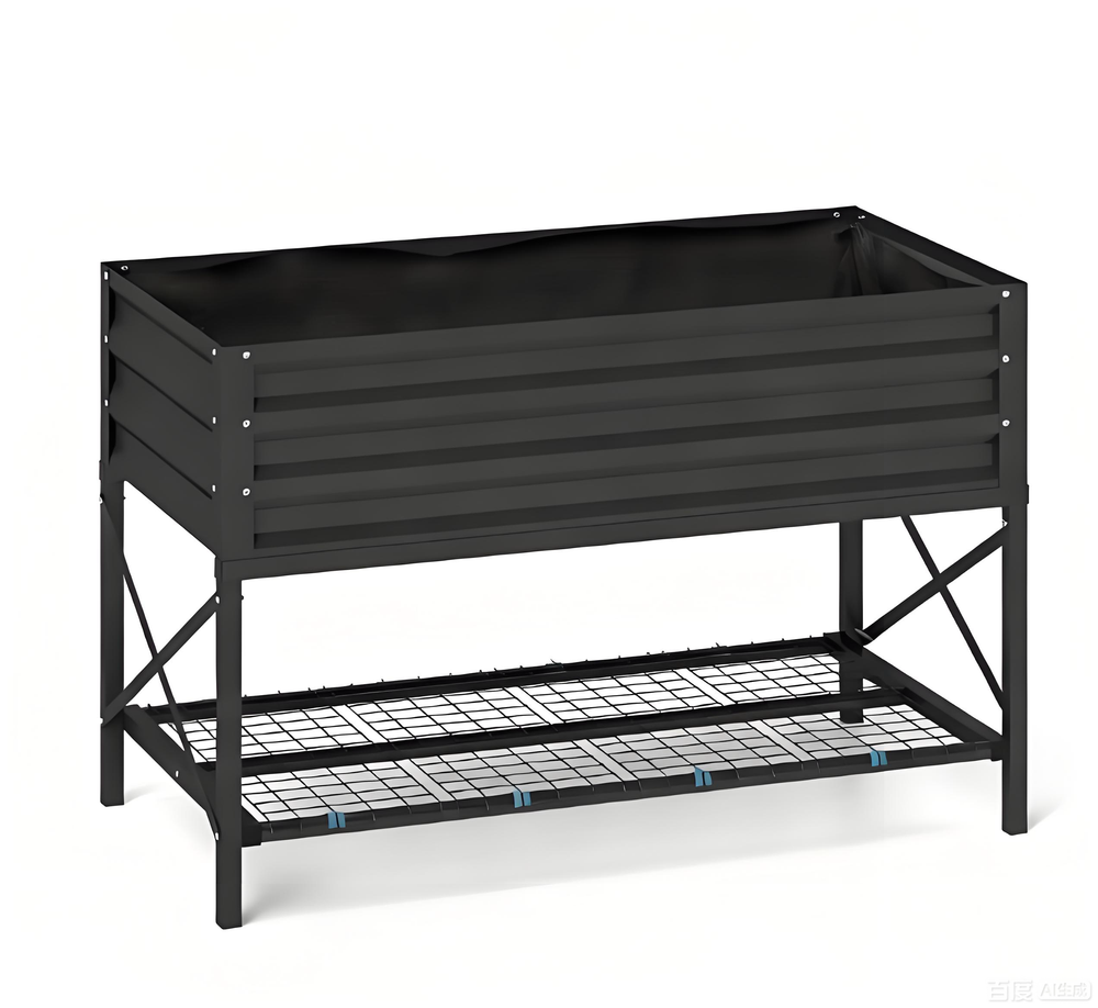 Metal Planter Box,Galvanized Raised Garden Bed,with Legs,Storage Shelf and Bed Liner Media 8