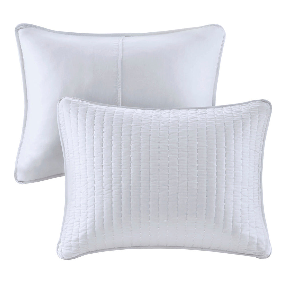 3 Piece Quilt Set White Full/Queen Media 7