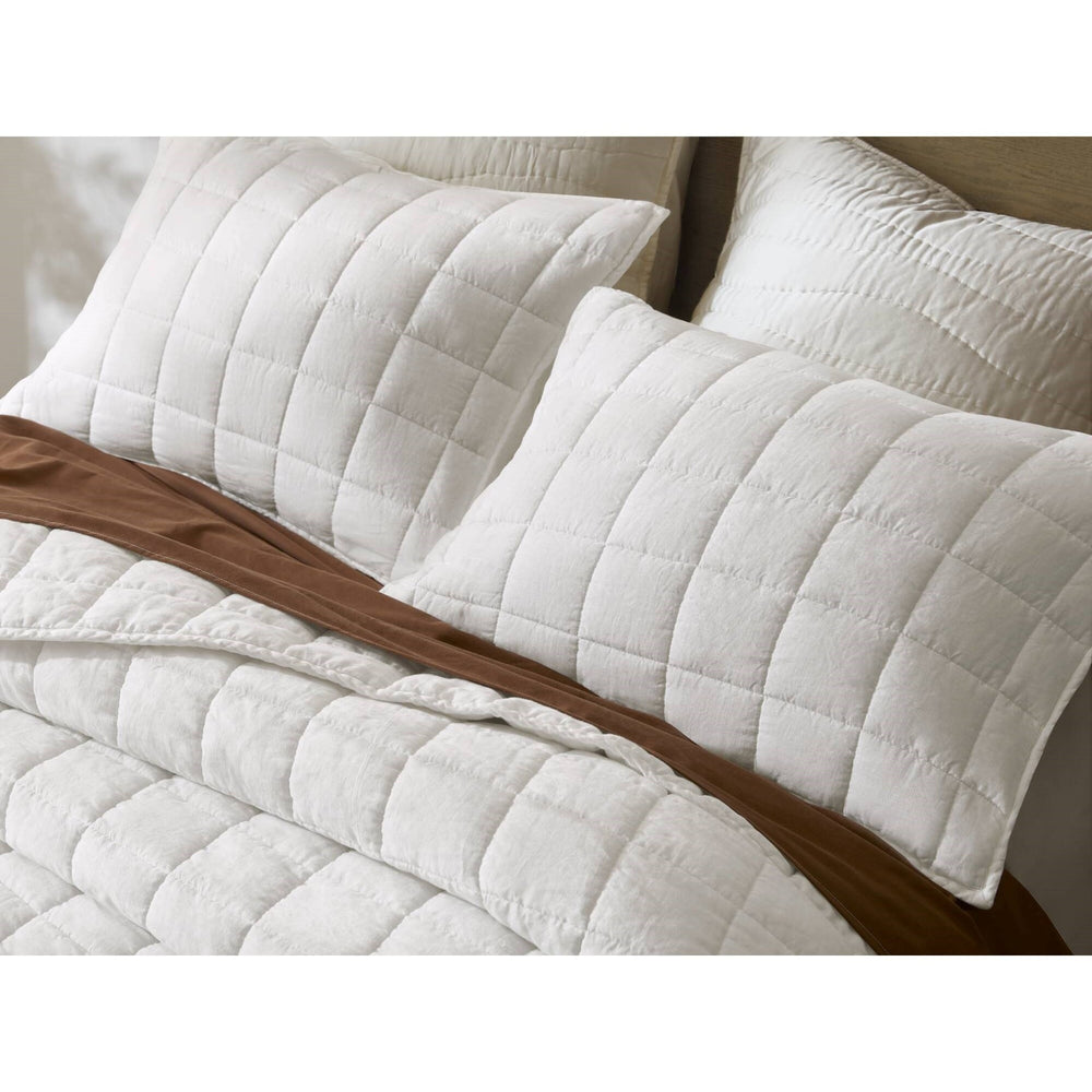 3-Piece Full/Queen Linen Garment Washed Quilt Set,White Media 3