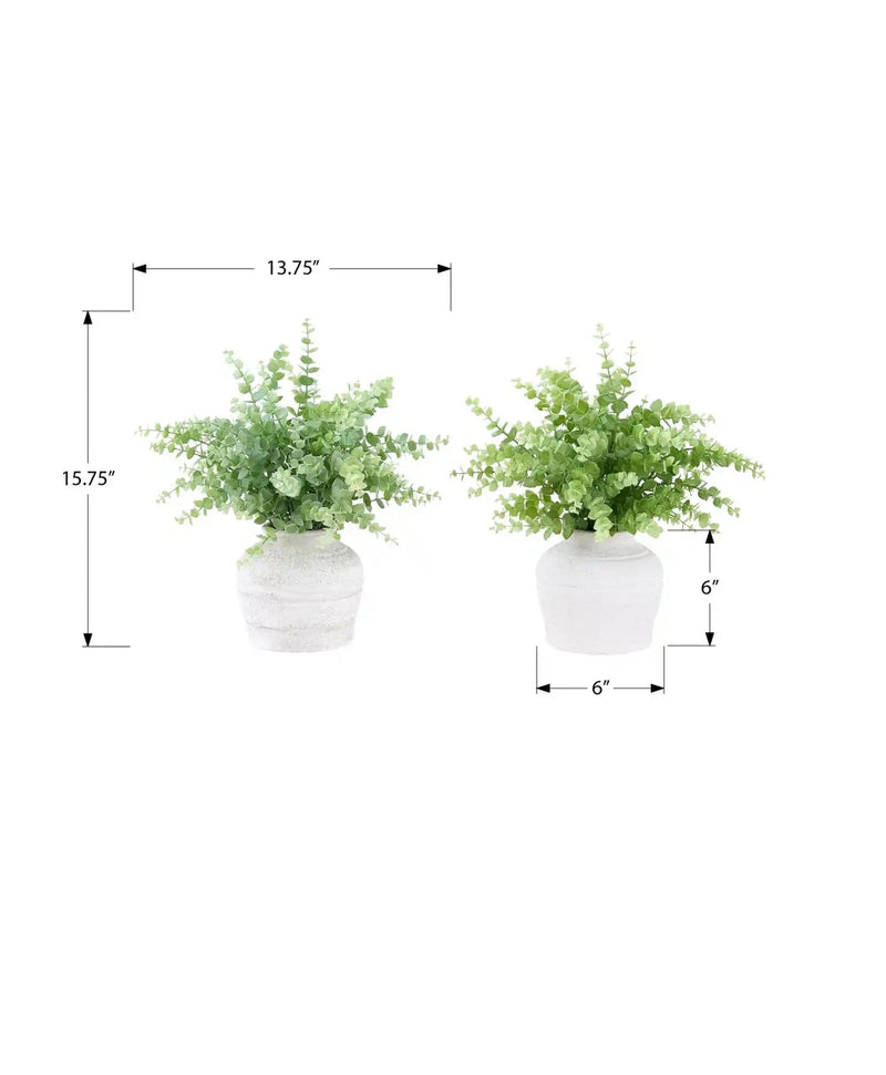 Artificial Plant, Set Of 2, 16' Tall, Eucalyptus Grass, Table, White Pots, Contemporary, Modern