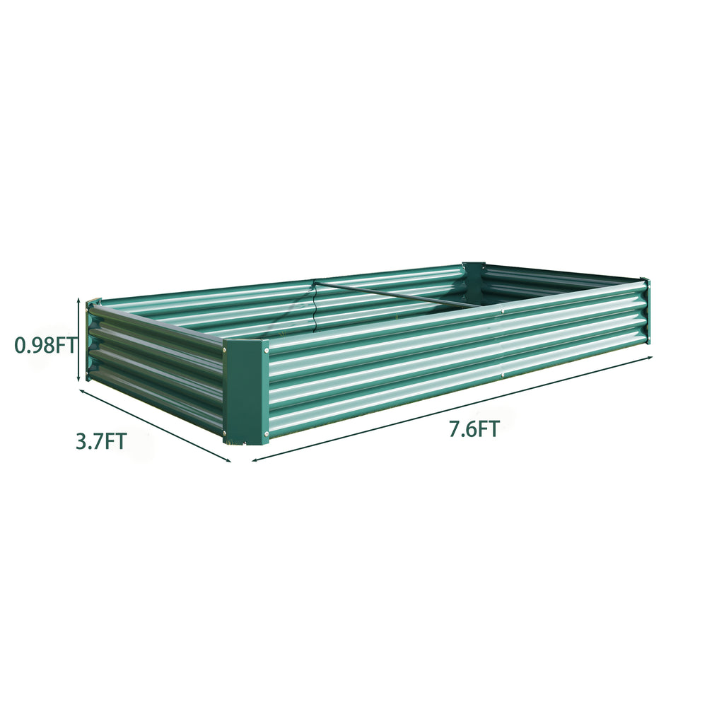 Raised Garden Bed Kit - Metal Raised Bed Garden 7.6x3.7x0.98ft for Flower Planters, Vegetables Herb Green Media 13