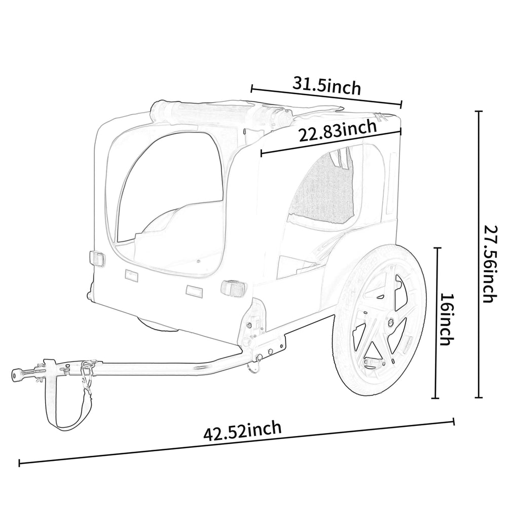 Pet Bike Trailer Dog Cart for Bicycle, Suitable for Small and Medium Pets, Easy Folding Cart Frame, Quick Release Wheel, Non-Slip Floor, Internal Leash Media 19