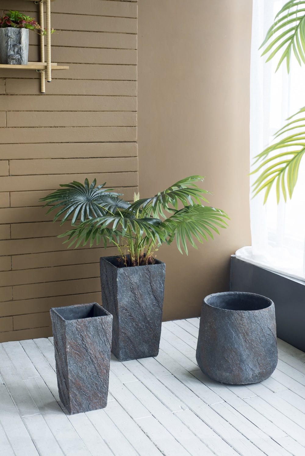 14.2x14.2x13.4' Cement Planter Large, Indoor Outdoor Garden Functional Decor Media 9