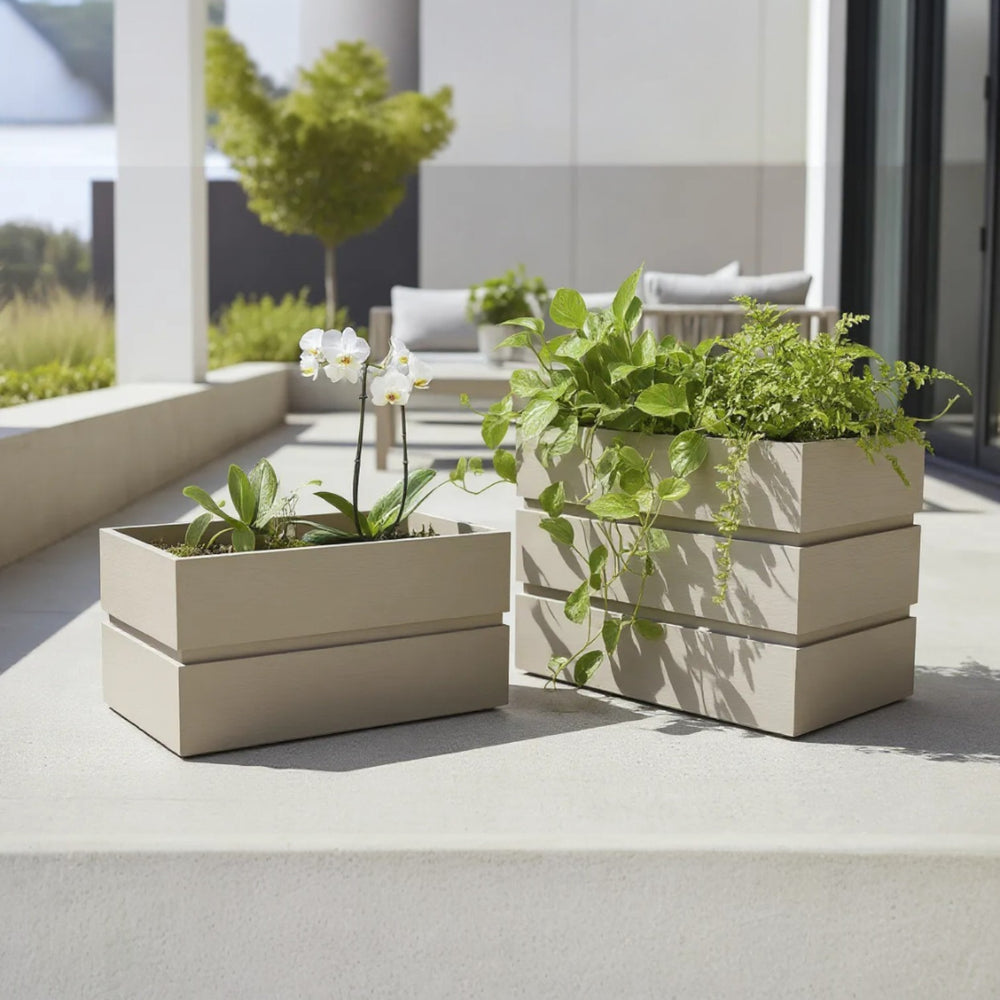 Rectanglar Terrace Planter Short - Grey Brown Media 4