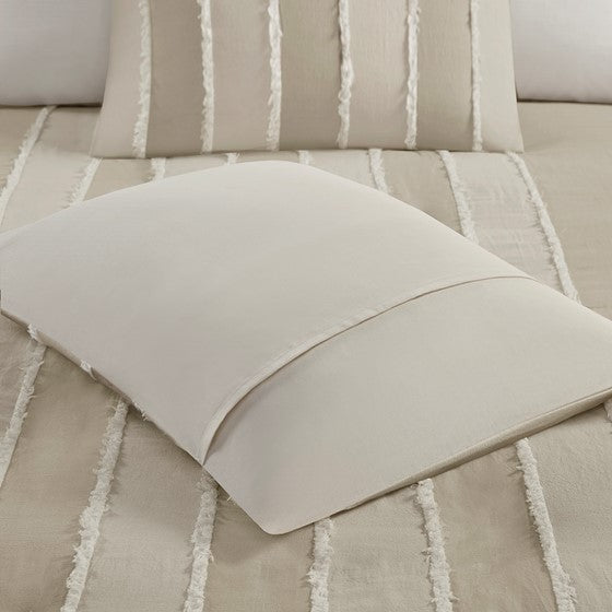 King/Cal King 3 Piece Striped Cotton Duvet Cover Set Media 6