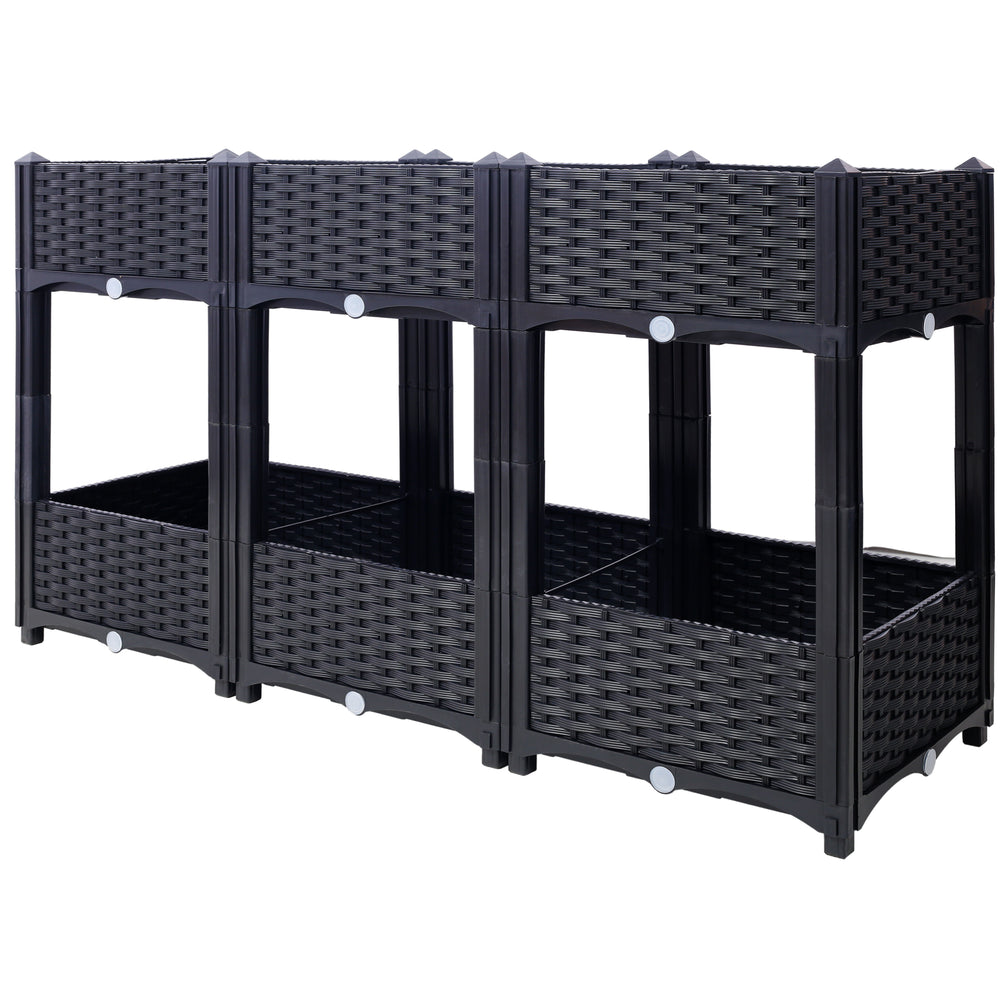 Planter Raised Beds - Elevated Planter Garden Box with Drainage Plug Raised Garden Beds for Vegetable/Flower/Herb Outdoor Standing Planter Beds Gardening Kit,Black,47.2'x15.7'x27.7' Media 1