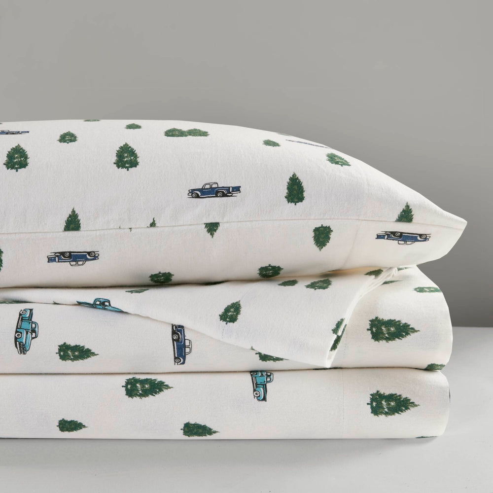 3 PCS Twin Sheet Set Green Trees & Trucks Media 17