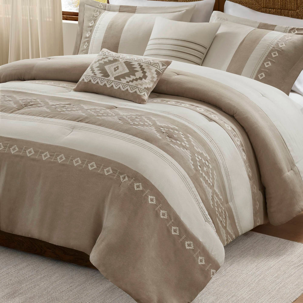 5-Piece Full/Queen Comforter 5pcs Set,Taupe Media 19