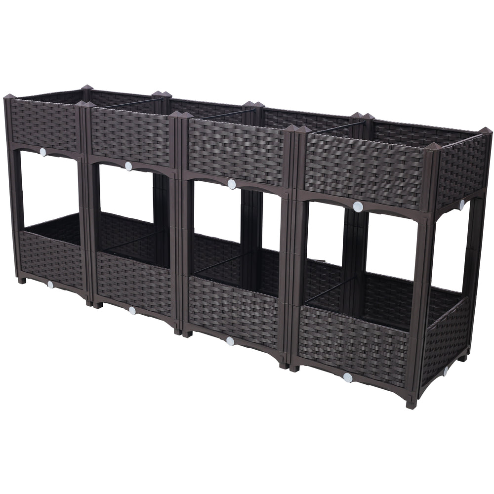 Planter Raised Beds - Elevated Planter Garden Box with Drainage Plug Raised Garden Beds for Vegetable/Flower/Herb Outdoor Standing Planter Beds Gardening Kit,Brown,63'x15.7'x27.7' Media 1