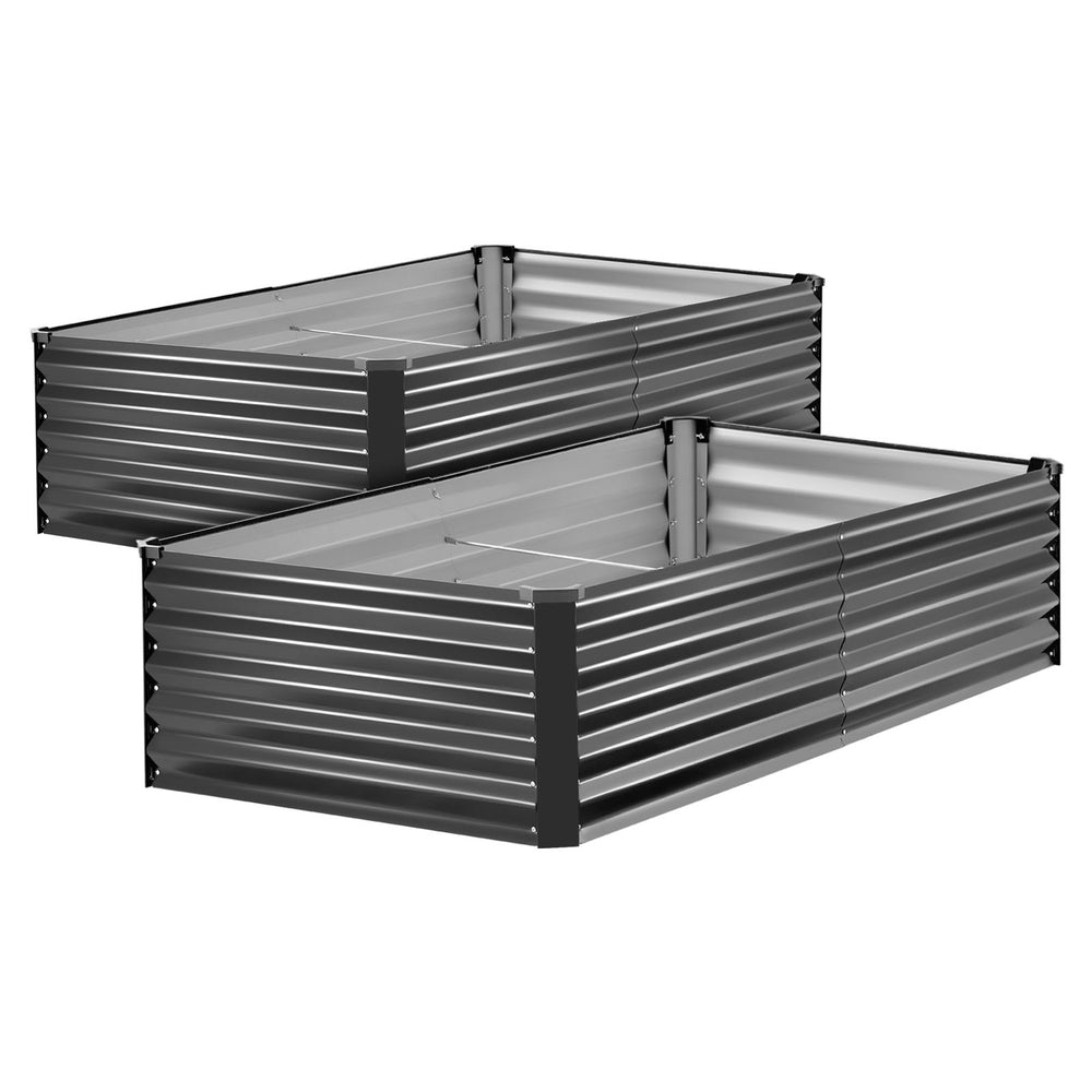 2 Pack Galvanized Raised Garden Beds, 6.67 x 3.35 x 1.51 ft, Rectangular Metal Planter Boxes Kit Outdoor, Elevated Planting Box with Gloves, Alu-Zinc, for Growing Flowers Vegetables, Dark Gray Media 8