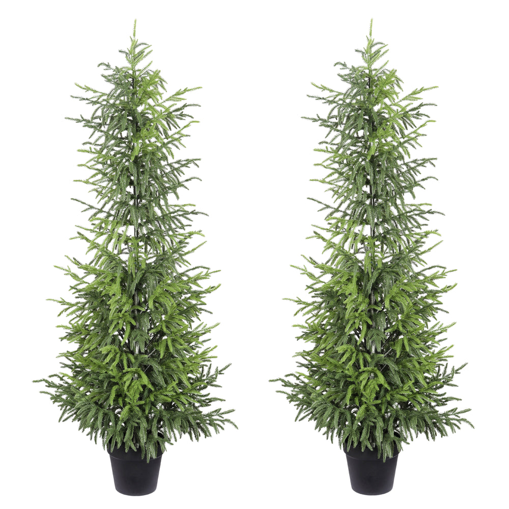 4' Artificial Real Touch  Pine Tree in Black Plastic Pot, 2pc/set Media 6