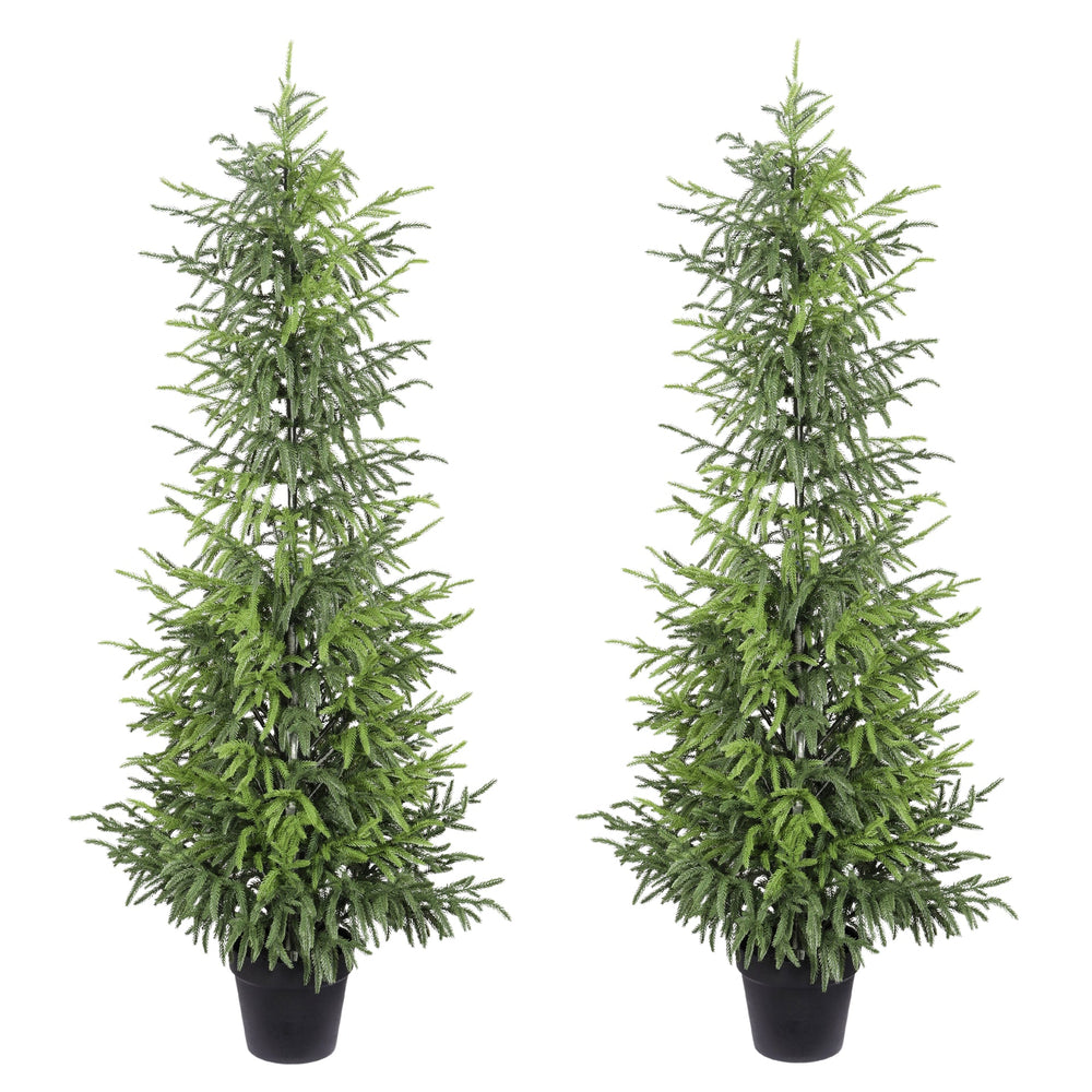4' Artificial Real Touch  Pine Tree in Black Plastic Pot, 2pc/set Media 6