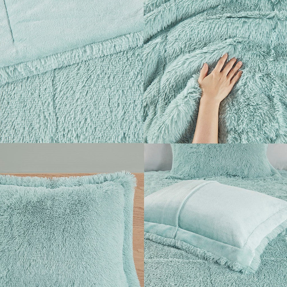 Twin/Twin XL Shaggy Long Fur Comforter Mini Set Media 5
