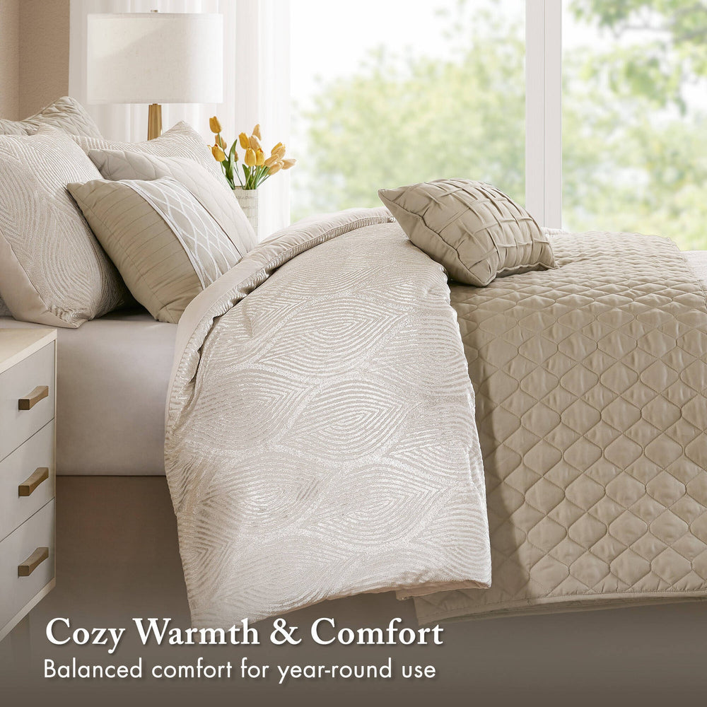 10- Piece Queen Jacquard Comforter Set Media 2