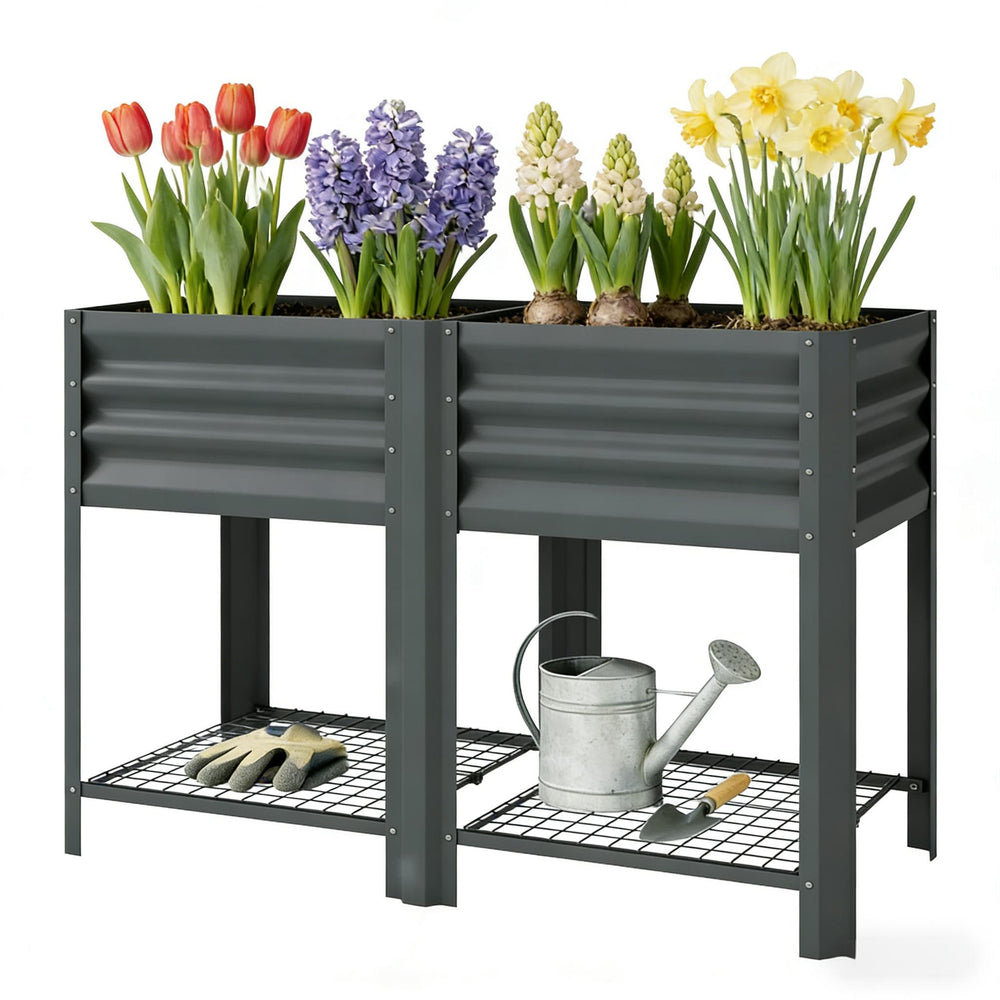 Patio Planter Box,Outdoor Elevated Planter Box,Raised Garden Bed Media 7