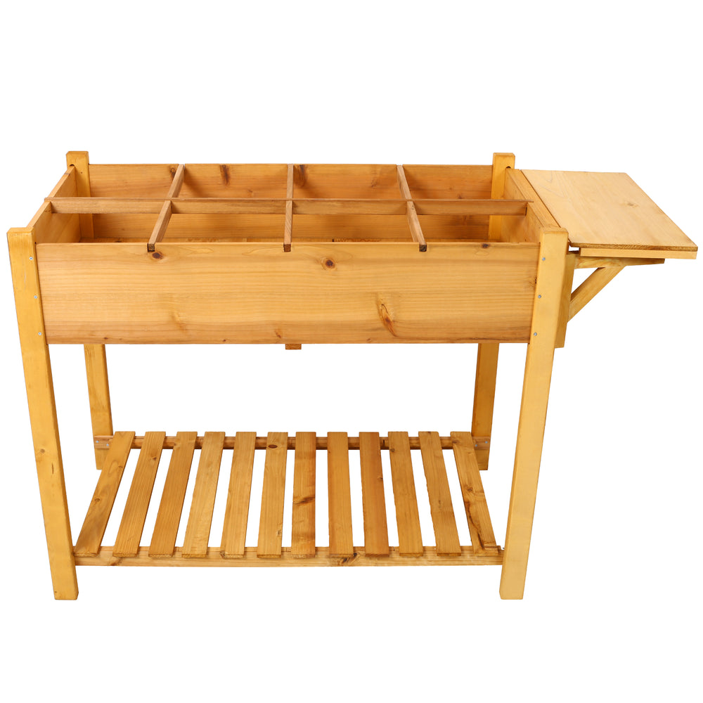 8 Pockets Horticulture Raised Garden Bed Elevated Wood Planter Box Stand with Foldable Side Table and Storage Shelf for Herb/Vegetables/Flowers Media 6
