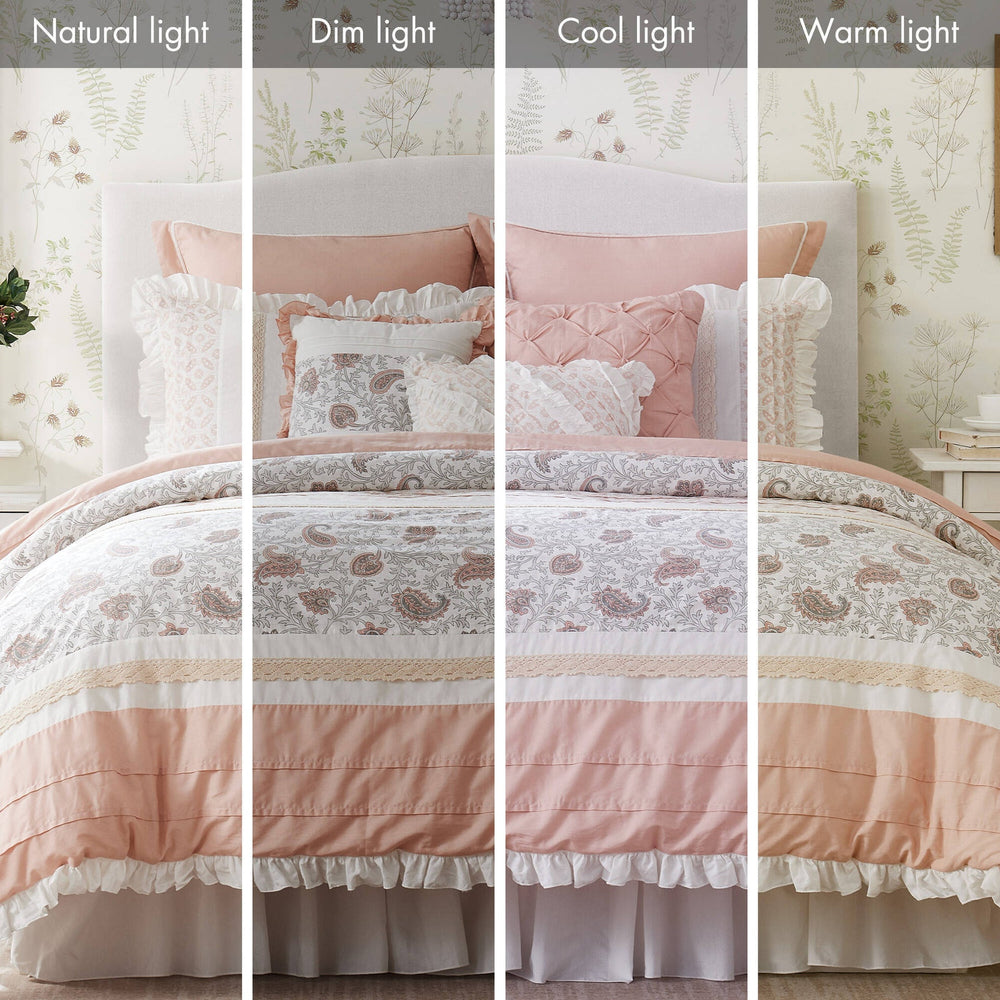 9 Piece Cotton Percale Comforter Set Blush Queen Media 9