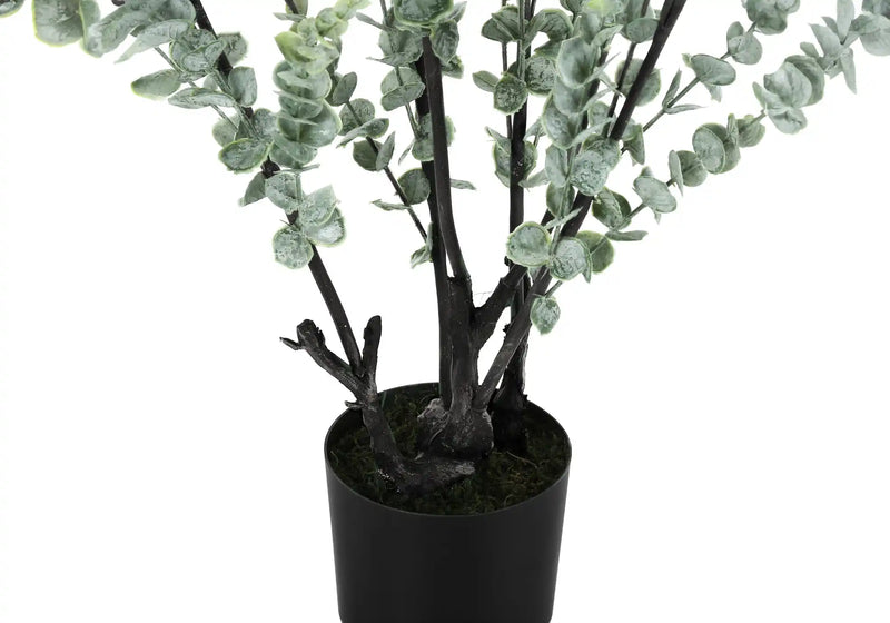 Artificial Plant, 44' Tall, Eucalyptus Tree, Indoor, Faux, Fake, Floor, Greenery, Potted, Real Touch, Decorative, Green Leaves, Black Pot