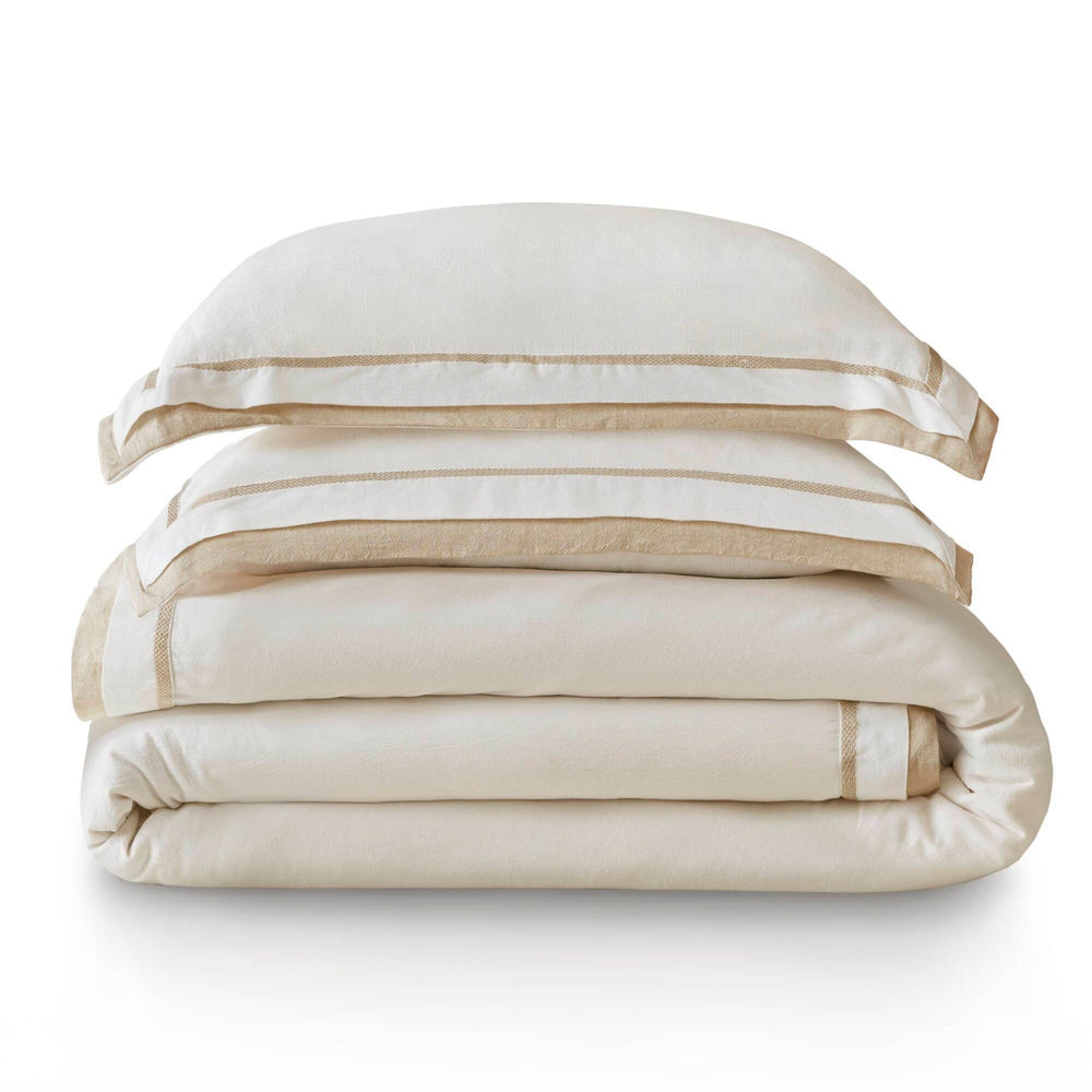 3 Pieces King/Cal King Duvet Cover Set,White+Beige Media 7