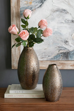 Decorative Ceramic Vase with Textured Bronze Finish perspective
