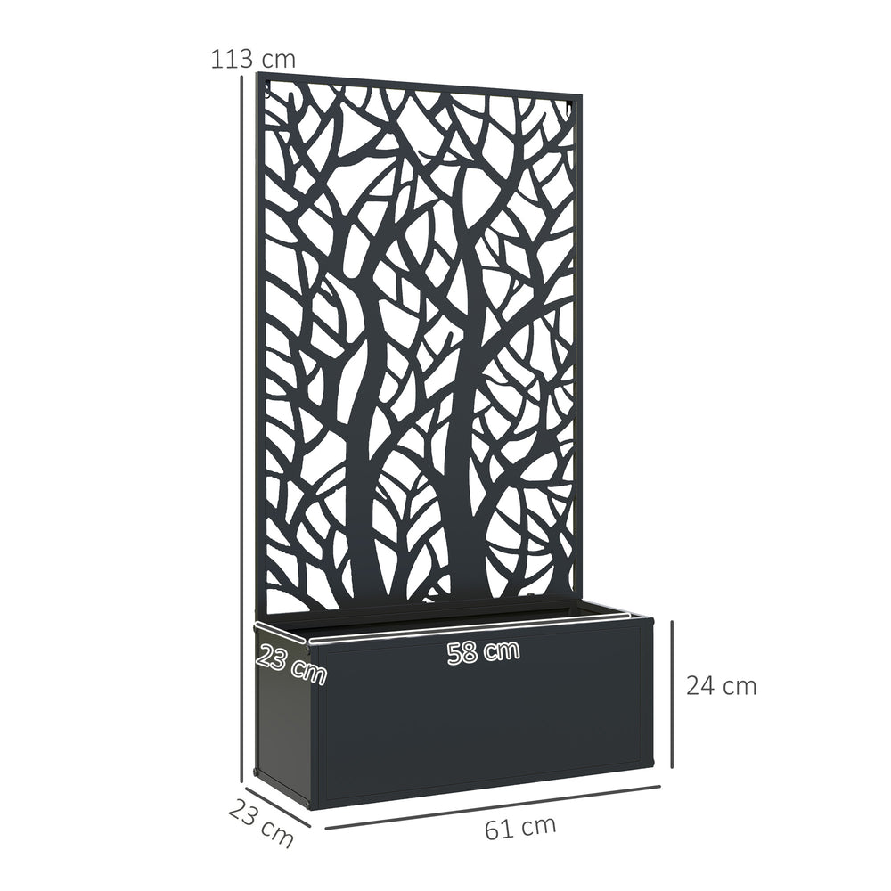 Outsunny Metal Raised Garden Bed with Trellis, Freestanding or Wall Mounted Raised Flower Bed with Privacy Panel for Garden, Patio, Balcony Media 8