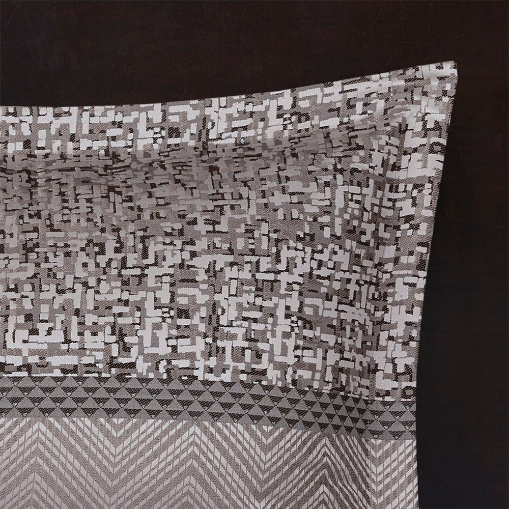 7 Piece Jacquard Comforter Set Grey/Taupe Queen Media 11