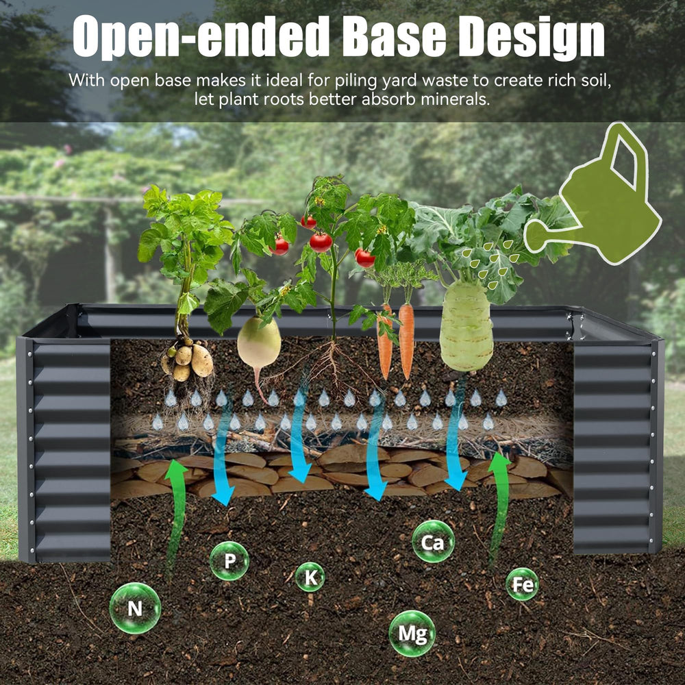 8x4x2 ft Galvanized Raised Garden Bed, Outdoor Planter Garden Boxes Large Metal Planter Box for Gardening Vegetables Fruits Flowers,Gray Media 4