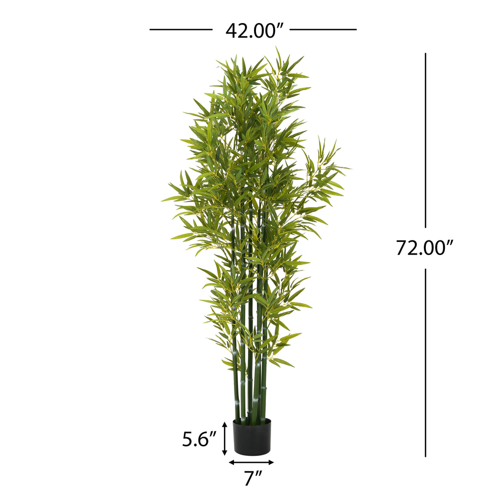 72' Artificial Bamboo with Black Plastic Pot, Set of 2 Media 7